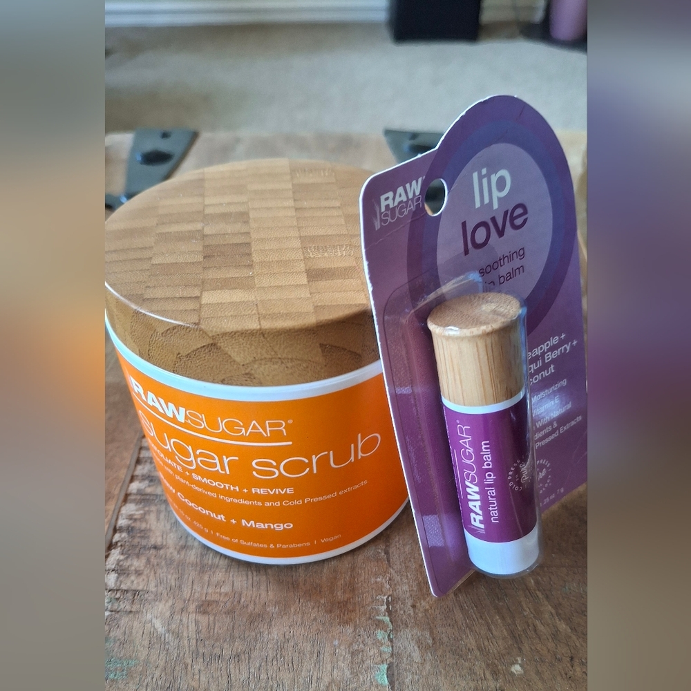 Raw Sugar Body Scrub (Coconut Mango) & Lip balm (Pineapple Berry Coconut)